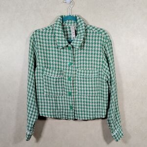 01500 Dolan cream & green herringbone tweed blazer jacket M